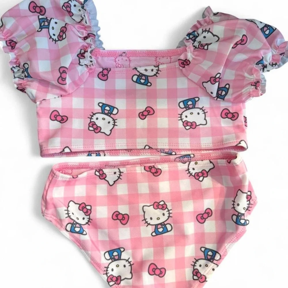 Girl's Size 4T- 3 Piece Hello Kitty By Sanrio. 2 Piece Swimsuit with coverup